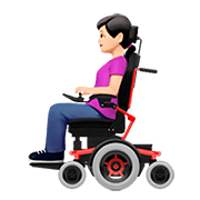 👩🏻‍🦼 Emoji Frau in elektrischem Rollstuhl: helle Hautfarbe Apple iOS 13.2.