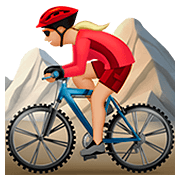 🚵🏼‍♀️ Emoji Mujer En Bicicleta De Montaña: Tono De Piel Claro Medio en Apple iOS 13.2.