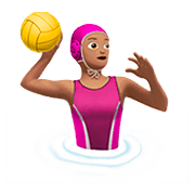 🤽🏽‍♀️ Emoji Mulher Jogando Polo Aquático: Pele Morena na Apple iOS 13.2.
