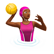 🤽🏾‍♀️ Emoji Mulher Jogando Polo Aquático: Pele Morena Escura na Apple iOS 13.2.