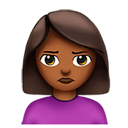 🙎🏾‍♀️ Emoji Mujer Haciendo Pucheros: Tono De Piel Oscuro Medio en Apple iOS 13.2.