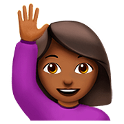 🙋🏾‍♀️ Emoji Mulher Levantando A Mão: Pele Morena Escura na Apple iOS 13.2.