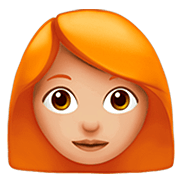 👩🏼‍🦰 Emoji Frau: mittelhelle Hautfarbe, rotes Haar Apple iOS 13.2.