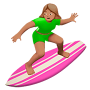 🏄🏽‍♀️ Emoji Mujer Haciendo Surf: Tono De Piel Medio en Apple iOS 13.2.