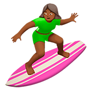 🏄🏾‍♀️ Emoji Mujer Haciendo Surf: Tono De Piel Oscuro Medio en Apple iOS 13.2.