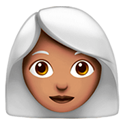 👩🏽‍🦳 Emoji Frau: mittlere Hautfarbe, weißes Haar Apple iOS 13.2.