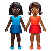 Emoji 👩🏿‍🤝‍👩🏾 Due Donne Che Si Tengono Per Mano: Carnagione Scura E Carnagione Abbastanza Scura su Apple iOS 13.2.