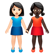 👩🏻‍🤝‍👩🏿 Emoji Duas Mulheres De Mãos Dadas: Pele Clara E Pele Escura na Apple iOS 13.2.
