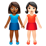 Emoji 👩🏾‍🤝‍👩🏻 Due Donne Che Si Tengono Per Mano: Carnagione Abbastanza Scura E Carnagione Chiara su Apple iOS 13.2.