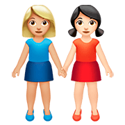 👩🏼‍🤝‍👩🏻 Emoji Duas Mulheres De Mãos Dadas: Pele Morena Clara E Pele Clara na Apple iOS 13.2.