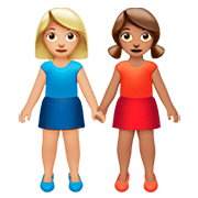 👩🏼‍🤝‍👩🏽 Emoji Mujeres De La Mano: Tono De Piel Claro Medio, Tono De Piel Medio en Apple iOS 13.2.