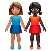 Emoji 👩🏽‍🤝‍👩🏿 Due Donne Che Si Tengono Per Mano: Carnagione Olivastra E Carnagione Scura su Apple iOS 13.2.