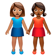 👩🏽‍🤝‍👩🏾 Emoji Duas Mulheres De Mãos Dadas: Pele Morena E Pele Morena Escura na Apple iOS 13.2.