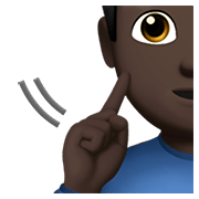 Emoji 🧏🏿‍♂️ Uomo Con Problemi Di Udito: Carnagione Scura su Apple iOS 13.3.