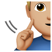 Emoji 🧏🏼‍♂️ Uomo Con Problemi Di Udito: Carnagione Abbastanza Chiara su Apple iOS 13.3.