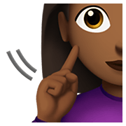 🧏🏾‍♀️ Emoji Mujer Sorda: Tono De Piel Oscuro Medio en Apple iOS 13.3.