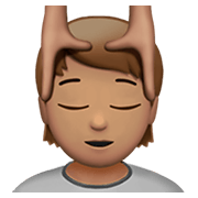 💆🏽 Emoji Person, die eine Kopfmassage bekommt: mittlere Hautfarbe Apple iOS 13.3.