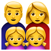👨‍👩‍👧‍👧 Emoji Familie: Mann, Frau, Mädchen und Mädchen Apple iOS 13.3.