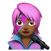 👩🏾‍🎤 Emoji Cantante Mujer: Tono De Piel Oscuro Medio en Apple iOS 13.3.