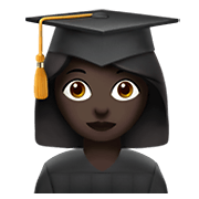 👩🏿‍🎓 Emoji Estudiante Mujer: Tono De Piel Oscuro en Apple iOS 13.3.