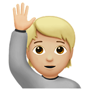 🙋🏼 Emoji Persona Con La Mano Levantada: Tono De Piel Claro Medio en Apple iOS 13.3.