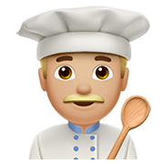 Émoji 👨🏼‍🍳 Cuisinier : Peau Moyennement Claire sur Apple iOS 13.3.