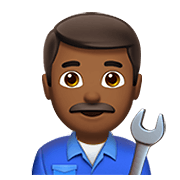 👨🏾‍🔧 Emoji Mecánico: Tono De Piel Oscuro Medio en Apple iOS 13.3.