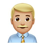 Emoji 👨🏼‍💼 Impiegato: Carnagione Abbastanza Chiara su Apple iOS 13.3.