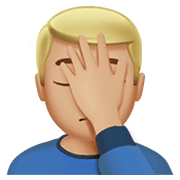 🤦🏼‍♂️ Emoji sich an den Kopf fassender Mann: mittelhelle Hautfarbe Apple iOS 13.3.