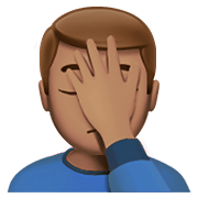🤦🏽‍♂️ Emoji sich an den Kopf fassender Mann: mittlere Hautfarbe Apple iOS 13.3.