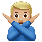 Emoji 🙅🏼‍♂️ Uomo Con Gesto Di Rifiuto: Carnagione Abbastanza Chiara su Apple iOS 13.3.