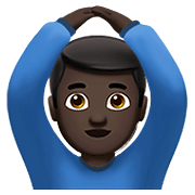 🙆🏿‍♂️ Emoji Mann mit Händen auf dem Kopf: dunkle Hautfarbe Apple iOS 13.3.