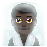 🧖🏿‍♂️ Emoji Hombre En Una Sauna: Tono De Piel Oscuro en Apple iOS 13.3.