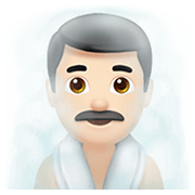 🧖🏻‍♂️ Emoji Mann in Dampfsauna: helle Hautfarbe Apple iOS 13.3.