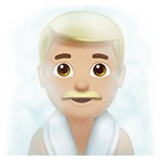 🧖🏼‍♂️ Emoji Hombre En Una Sauna: Tono De Piel Claro Medio en Apple iOS 13.3.