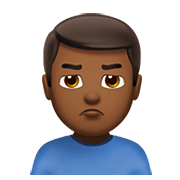 🙎🏾‍♂️ Emoji Hombre Haciendo Pucheros: Tono De Piel Oscuro Medio en Apple iOS 13.3.