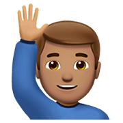 Emoji 🙋🏽‍♂️ Uomo Con Mano Alzata: Carnagione Olivastra su Apple iOS 13.3.