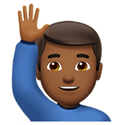 🙋🏾‍♂️ Emoji Mann mit erhobenem Arm: mitteldunkle Hautfarbe Apple iOS 13.3.
