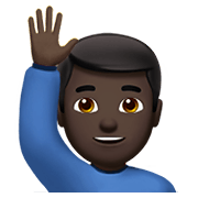 Emoji 🙋🏿‍♂️ Uomo Con Mano Alzata: Carnagione Scura su Apple iOS 13.3.