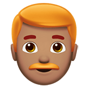 👨🏽‍🦰 Emoji Mann: mittlere Hautfarbe, rotes Haar Apple iOS 13.3.