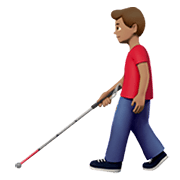 👨🏽‍🦯 Emoji Homem Com Bengala Para Cego: Pele Morena na Apple iOS 13.3.