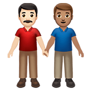 👨🏻‍🤝‍👨🏽 Emoji händchenhaltende Männer: helle Hautfarbe, mittlere Hautfarbe Apple iOS 13.3.