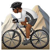 🚵🏾 Emoji Pessoa Fazendo Mountain Bike: Pele Morena Escura na Apple iOS 13.3.