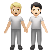 🧑🏼‍🤝‍🧑🏻 Emoji sich an den Händen haltende Personen: mittelhelle Hautfarbe, helle Hautfarbe Apple iOS 13.3.