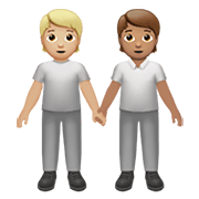 🧑🏼‍🤝‍🧑🏽 Emoji sich an den Händen haltende Personen: mittelhelle Hautfarbe, mittlere Hautfarbe Apple iOS 13.3.