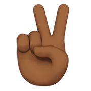✌🏾 Emoji Victory-Geste: mitteldunkle Hautfarbe Apple iOS 13.3.