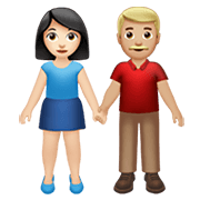 👩🏻‍🤝‍👨🏼 Emoji Mujer Y Hombre De La Mano: Tono De Piel Claro Y Tono De Piel Claro Medio en Apple iOS 13.3.