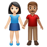 👩🏻‍🤝‍👨🏽 Emoji Mann und Frau halten Hände: helle Hautfarbe, mittlere Hautfarbe Apple iOS 13.3.
