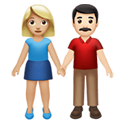 👩🏼‍🤝‍👨🏻 Emoji Mann und Frau halten Hände: mittelhelle Hautfarbe, helle Hautfarbe Apple iOS 13.3.
