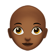 👩🏾‍🦲 Emoji Mujer: Tono De Piel Oscuro Medio Y Sin Pelo en Apple iOS 13.3.